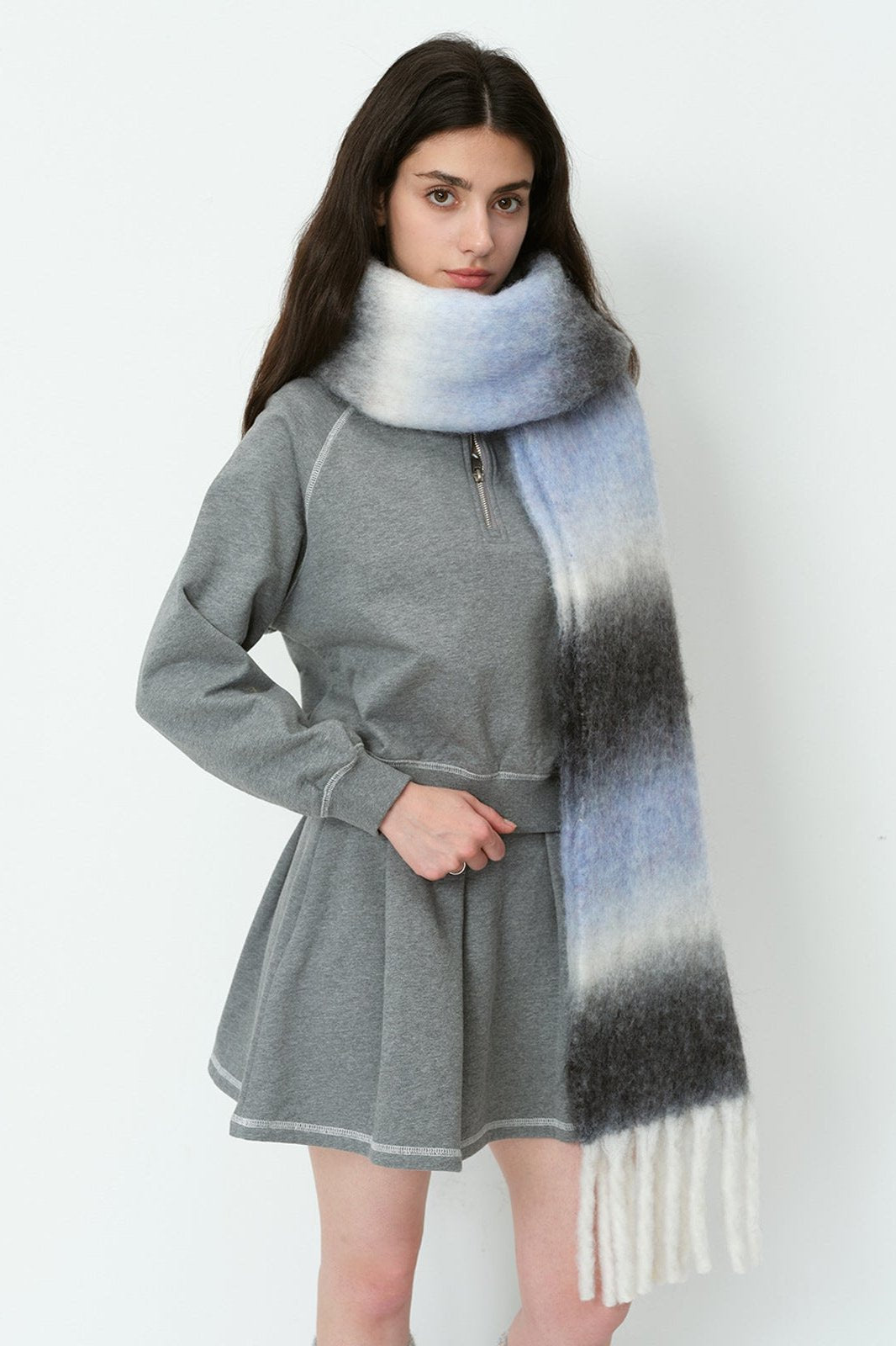 Thick Gradient Stripe Wool Neck Scarf