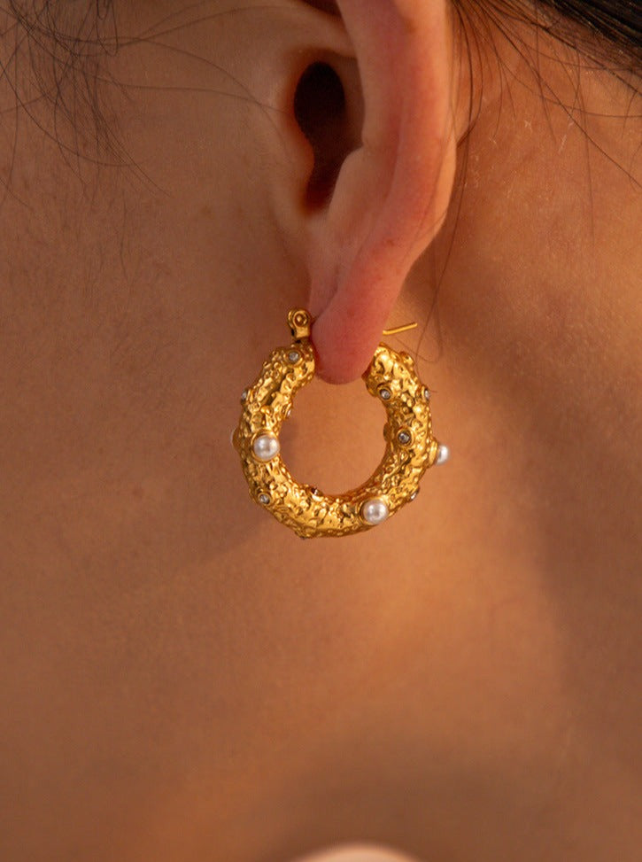 18K guld rustfrit Cubic Zirconia indlagt øreringe 