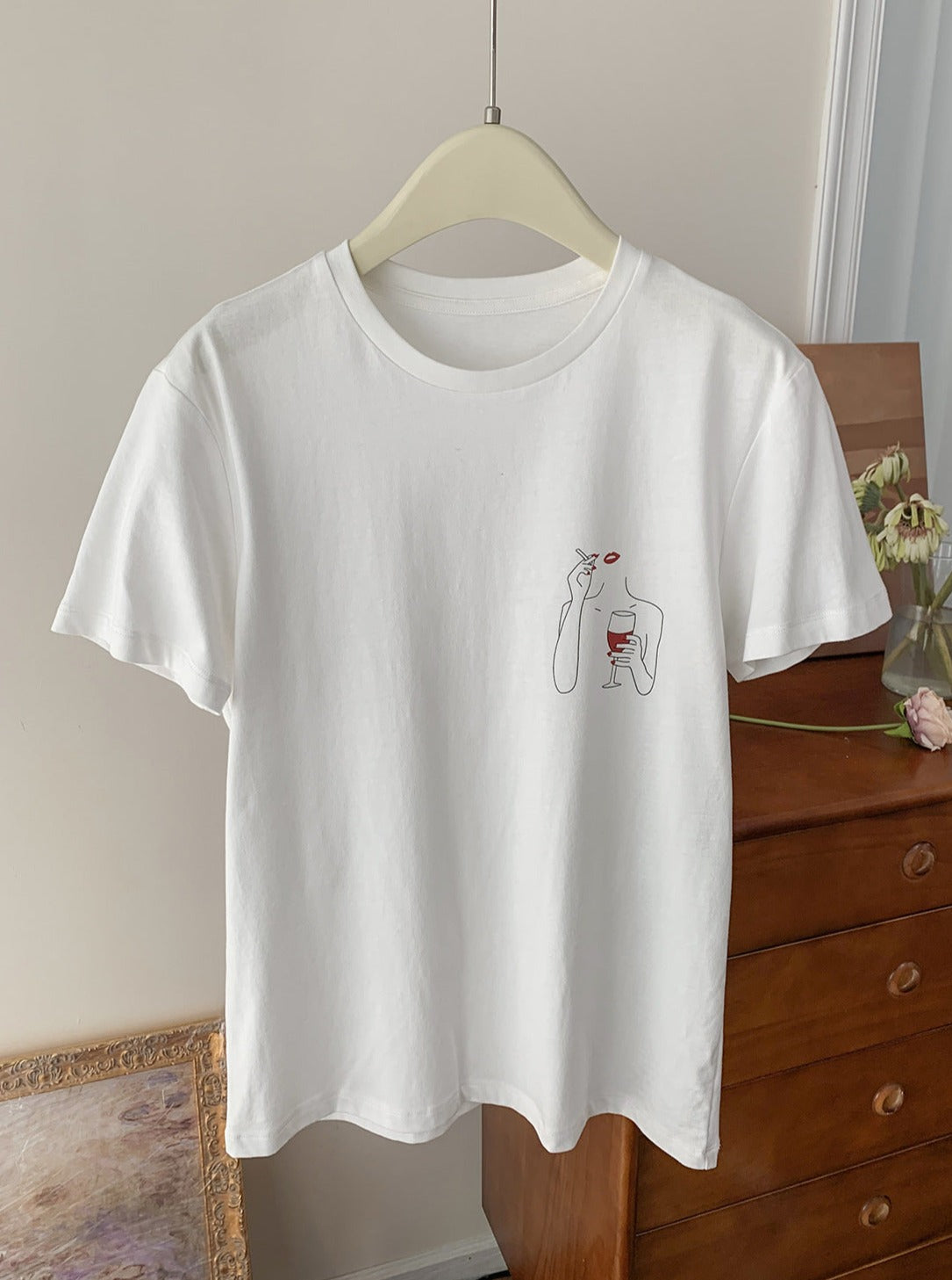 Round Neck Trendy Loose Printed Short Sleeve Shirt