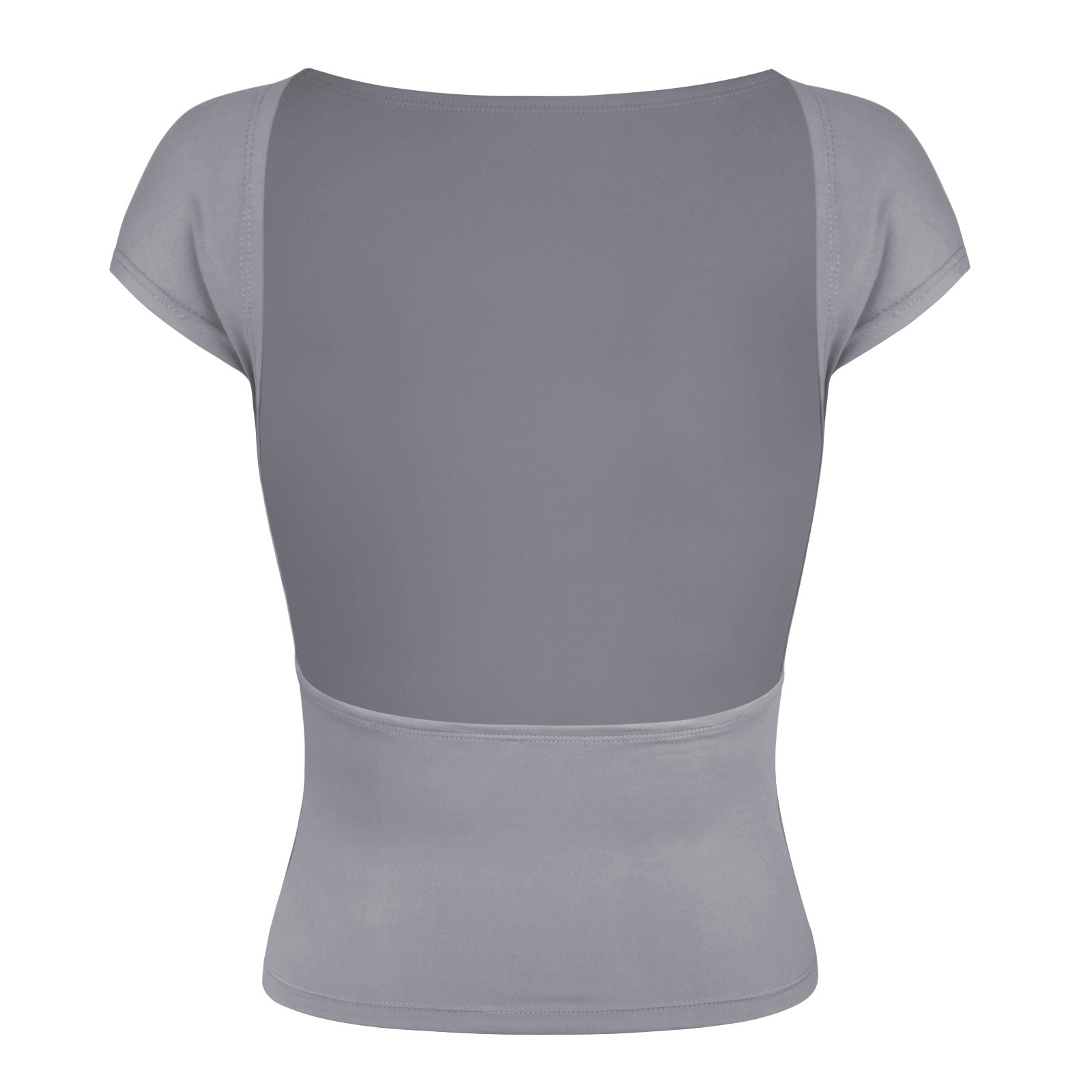 Light Gray Sexy Backless Slim Breathable Short Sleeve Shirt