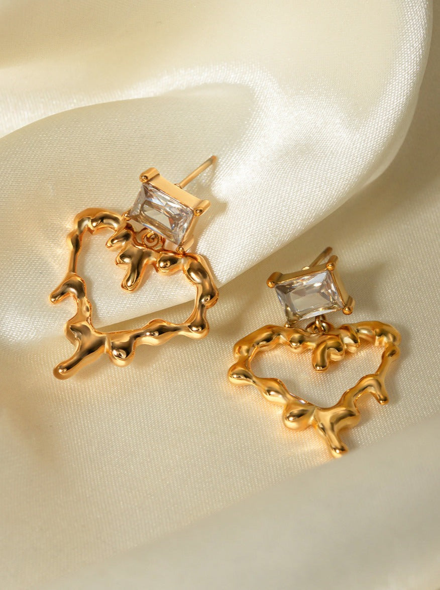 18K Gold Stainless Steel Love Pendant Earrings