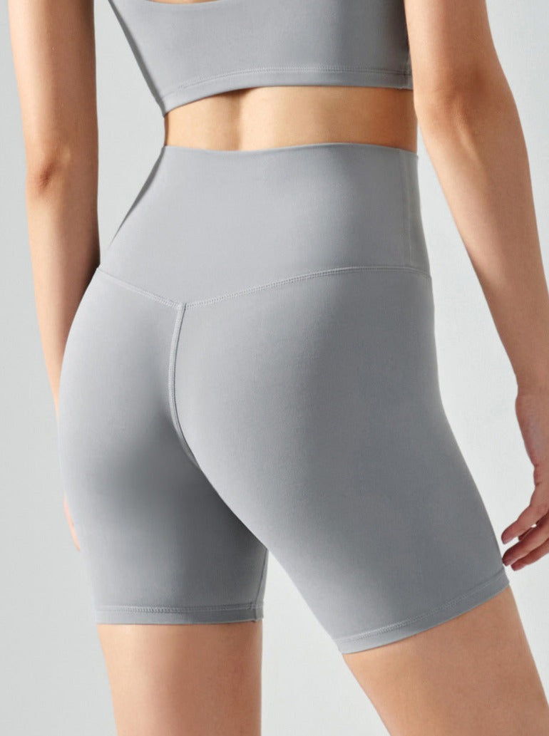 Gray Yoga High Waist Elastic Seamless Fitness Shorts