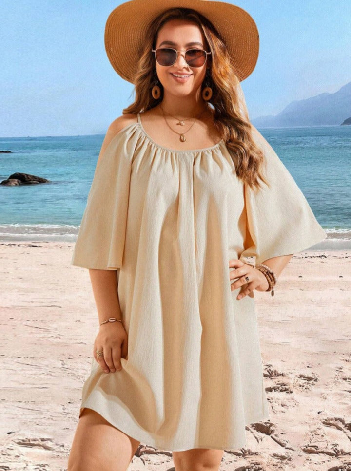 Casual Round Neck Sexy Off Shoulder Short Sleeve Dress