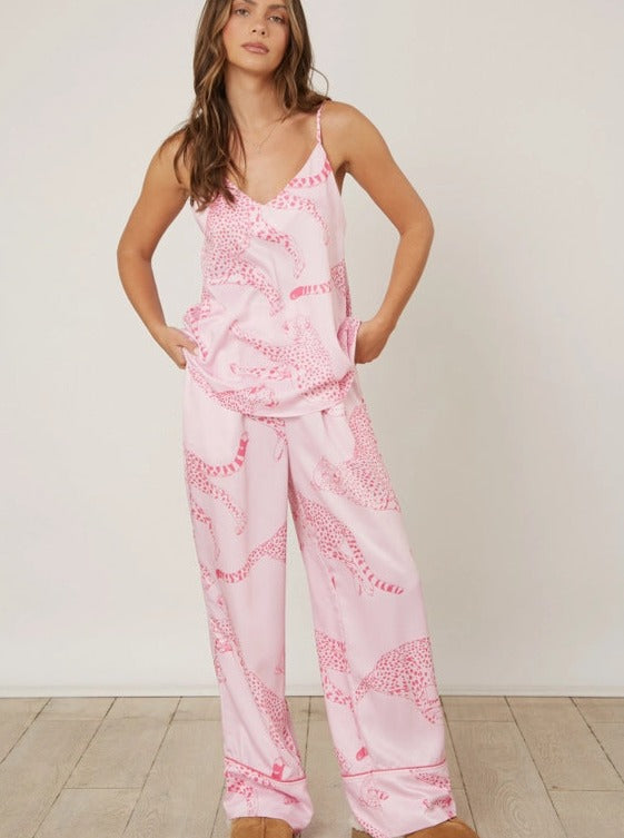 Two Piece Cheetah Printed Home Clothes Pajamas Set