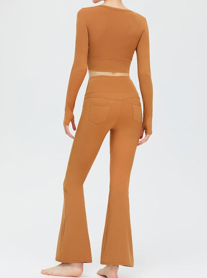 Solid Color Bell-Bottom Hip-Lifting Slim-Flared Pants