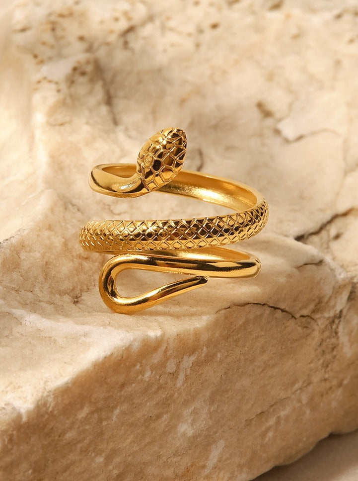 18K Gold Plated Stainless Steel Snake Design Ring
