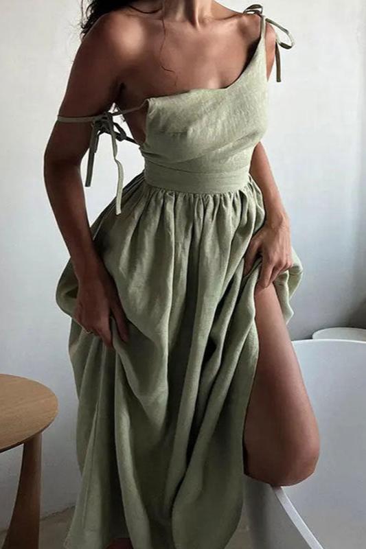 Sexy V-Neck Sleeveless High Waist Dress