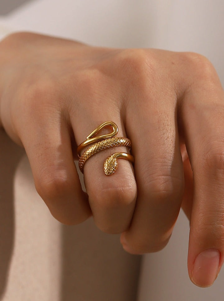 18K Gold Plated Stainless Steel Snake Design Ring