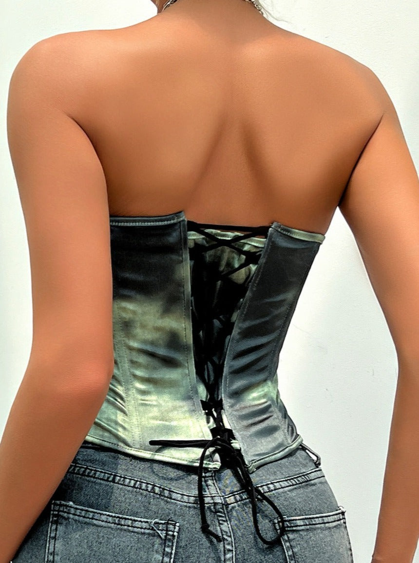 Sexy Green Backless Fishbone Small Vest Top