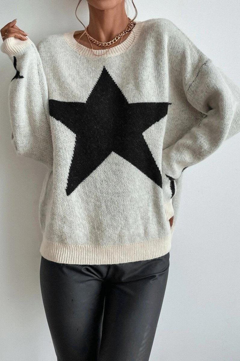 Long Sleeve Star Print Sweater