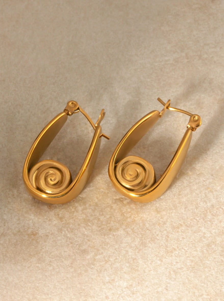 18K Gold Plated Threaded Hoop Earrings