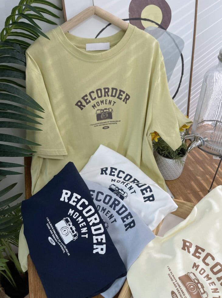 Retro Design Letter Printed Loose T-shirt