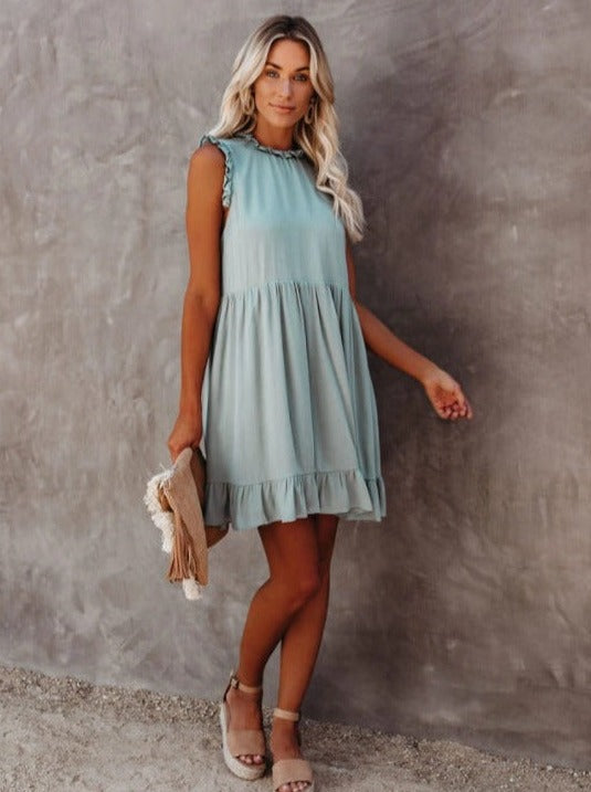 Solid Color Sleeveless Loose Dress