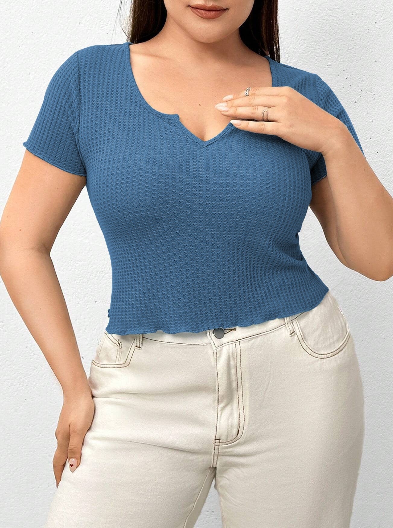 Hot Style Waffle Breathable Solid Color Top