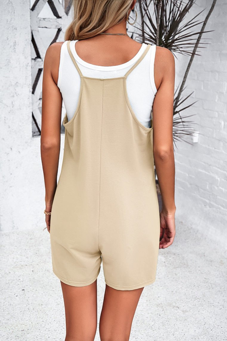 Low Neck Spaghetti Strap Jumpsuit With Pockets