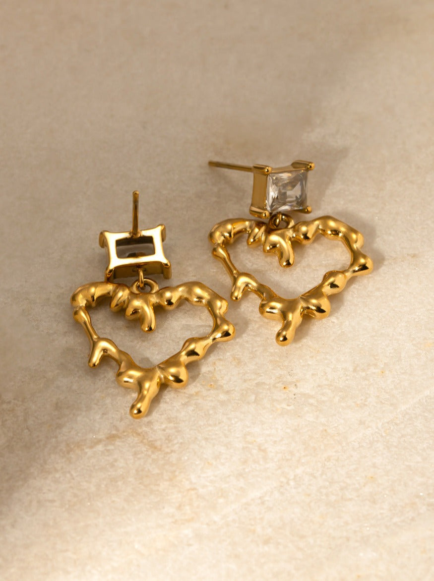 18K Gold Stainless Steel Love Pendant Earrings