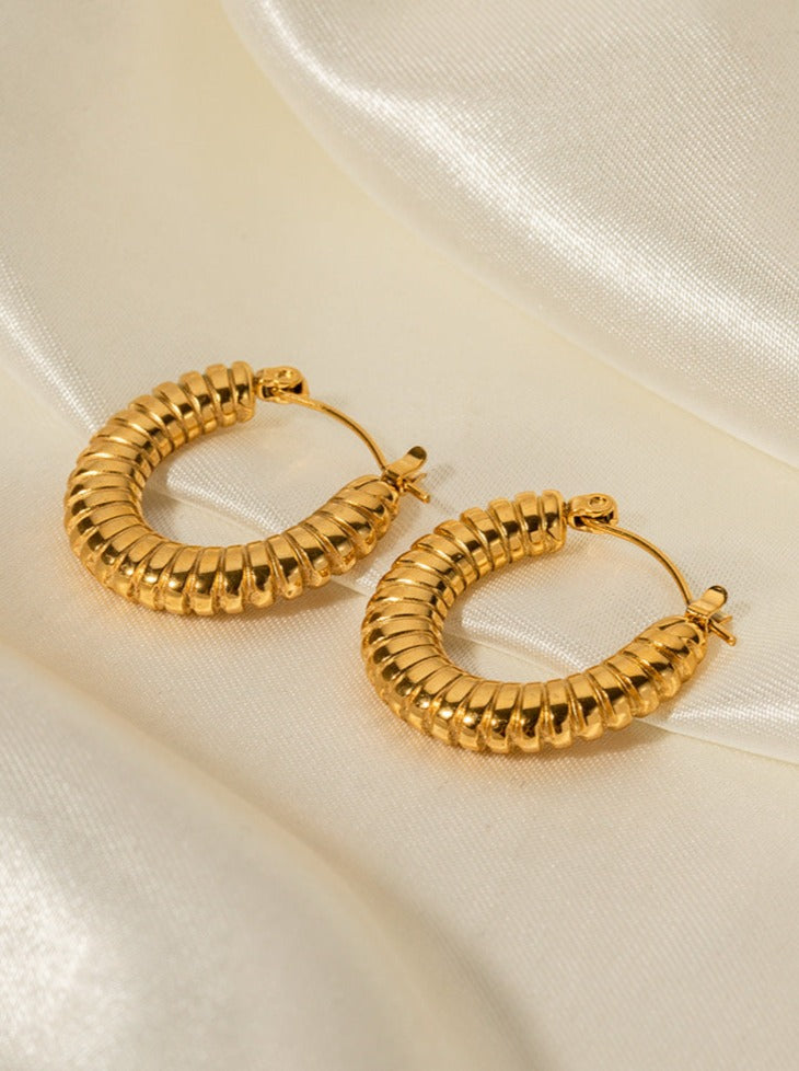 18K Gold Plated Grain Circular Earrings