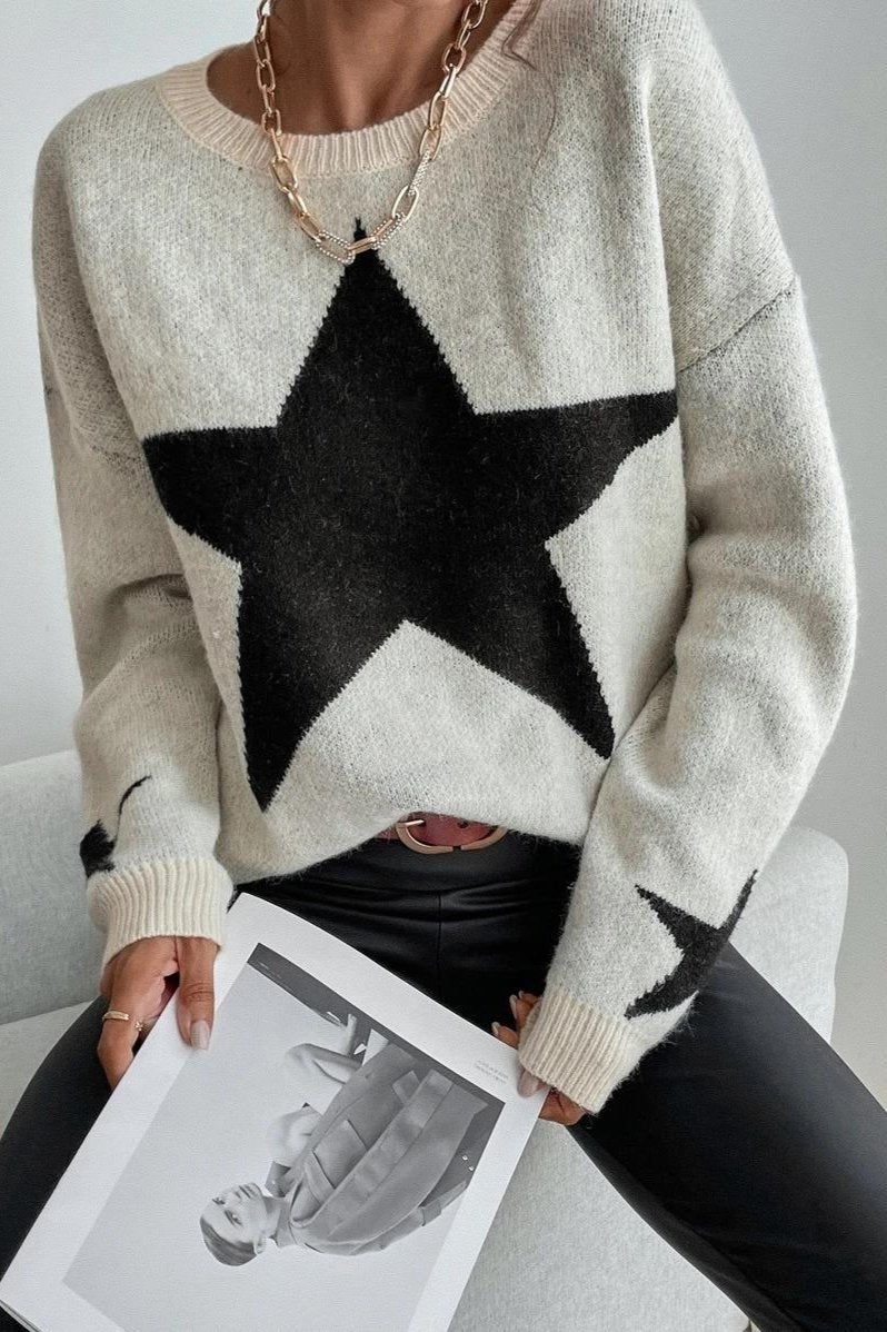 Long Sleeve Star Print Sweater