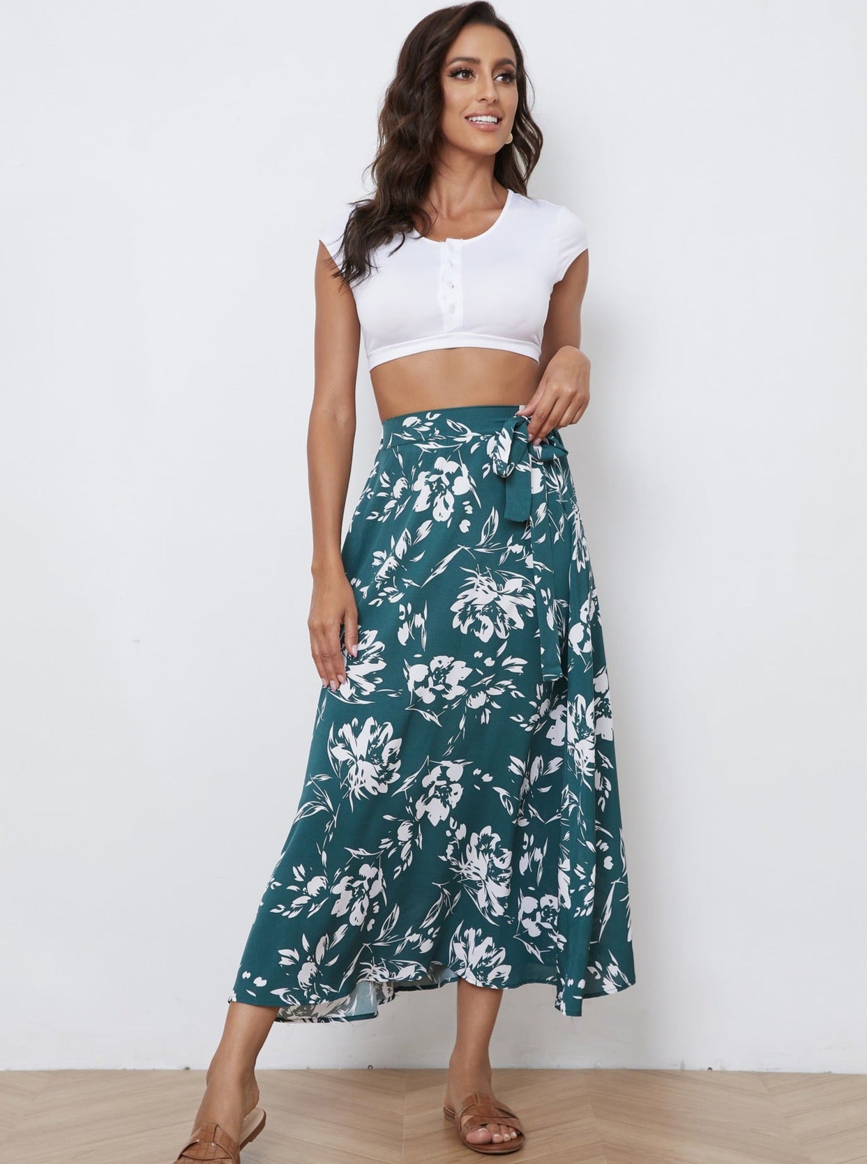 Vintage Floral Print A-Line Summer Skirt