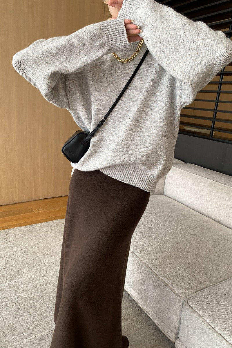 Loose Round Neck Long Sleeve Knitted Sweater