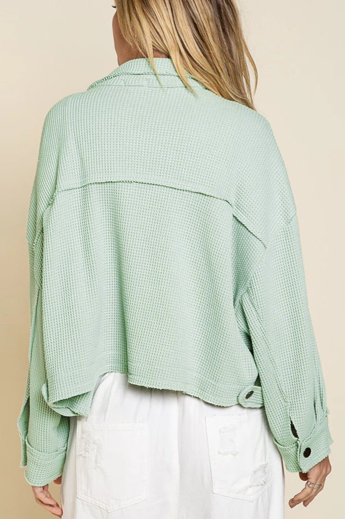 Long Sleeve Solid Color Collared Jacket