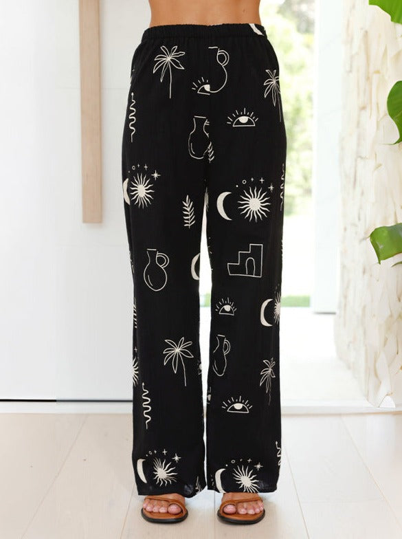 Graphic Printed Tie Back Tube and Pants Set