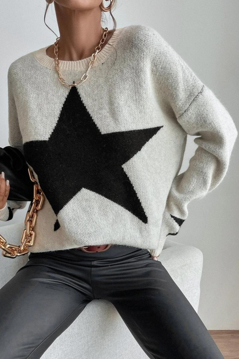 Long Sleeve Star Print Sweater