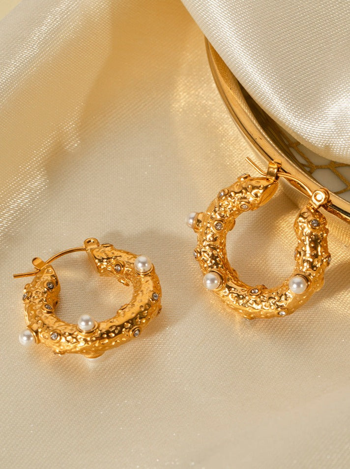 18K Gold Stainless Cubic Zirconia Inlaid Earrings