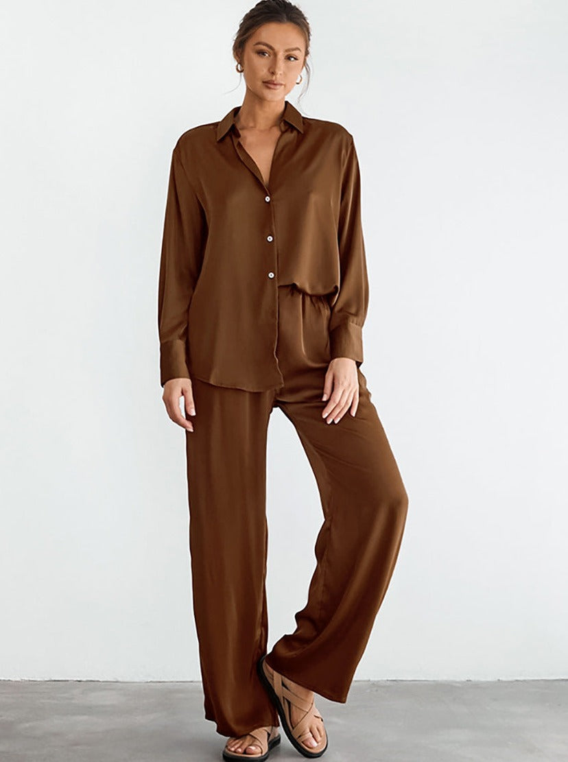 Comfortable High-End Long Sleeved Trouser Simple Two-Piece Set