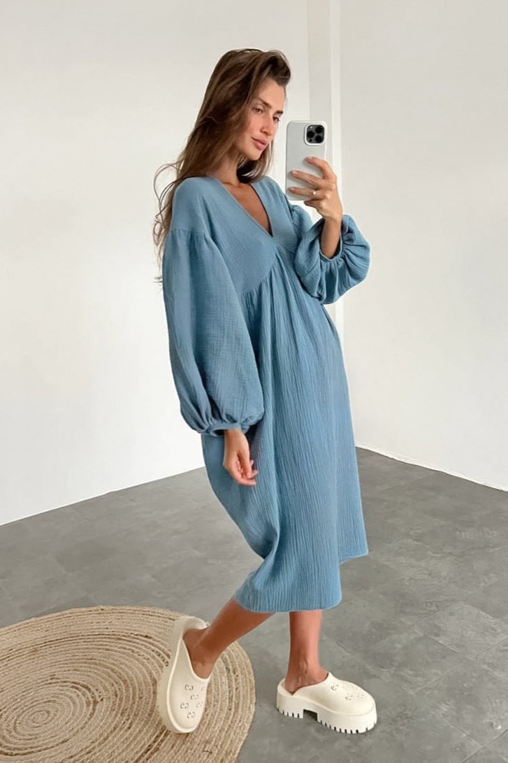 Casual Cotton Loose Midi Dress