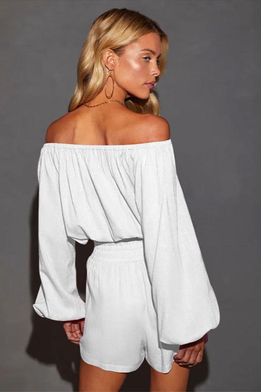 Off Shoulder Long Sleeve Top and Shorts Set