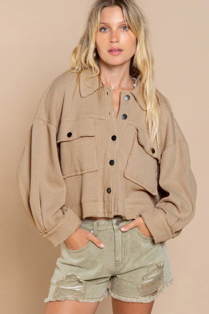 Long Sleeve Solid Color Collared Jacket