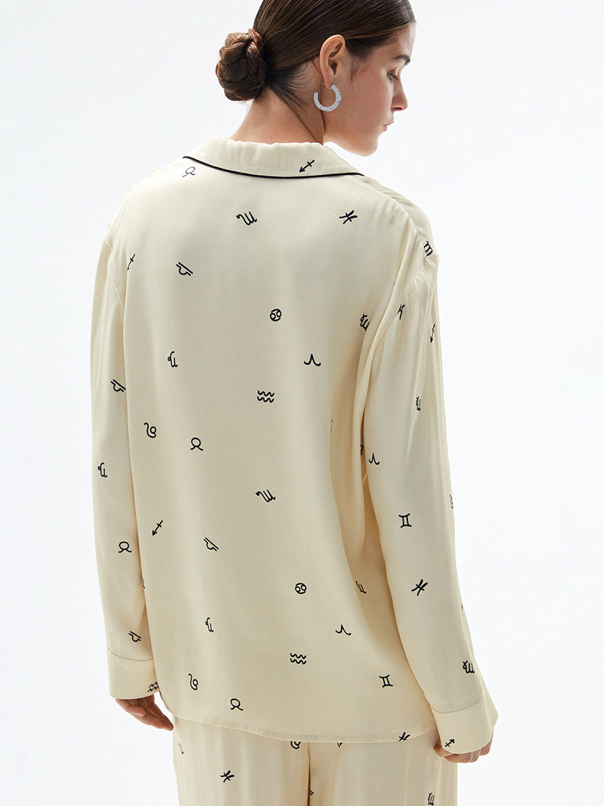 Two-Piece Cardigan Long-Sleeved Printed Comfortable Pajama