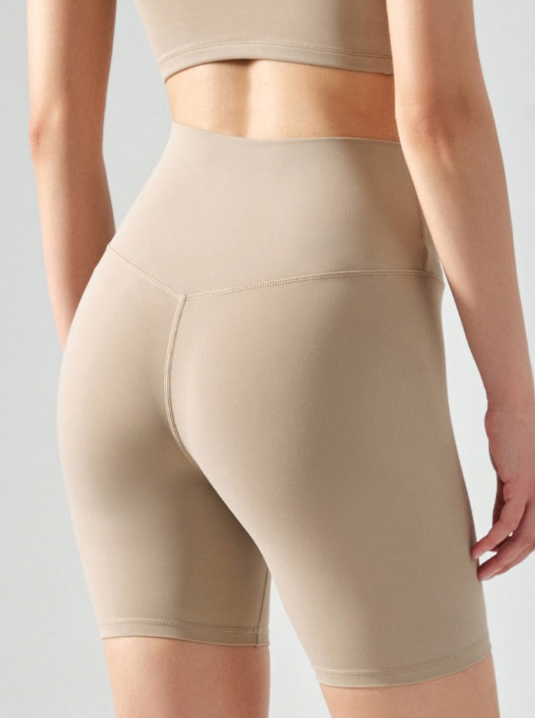 Khaki Yoga Højtalje Elastiske Sømløse Fitness Shorts 