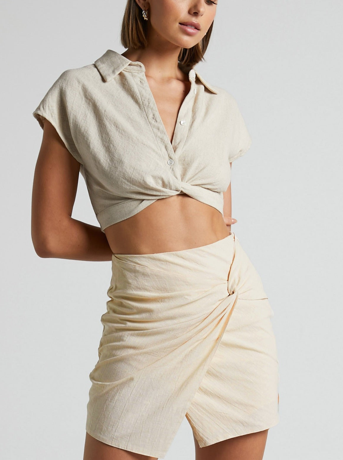 High Waist Cotton Zipper Irregular Skirt
