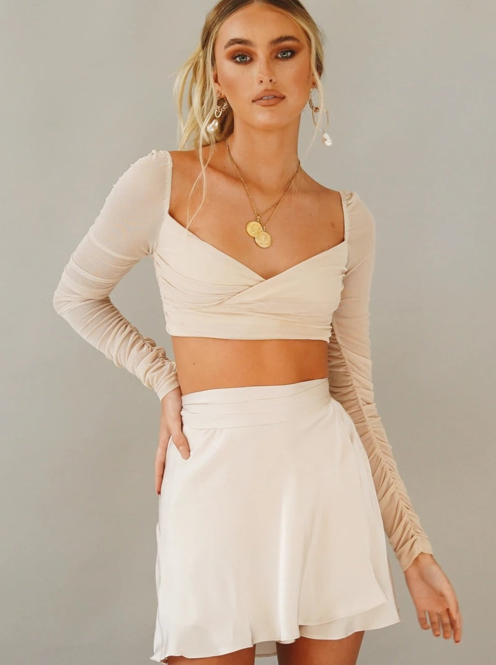 White One Piece Lace-Up High Waist Wrap Skirt