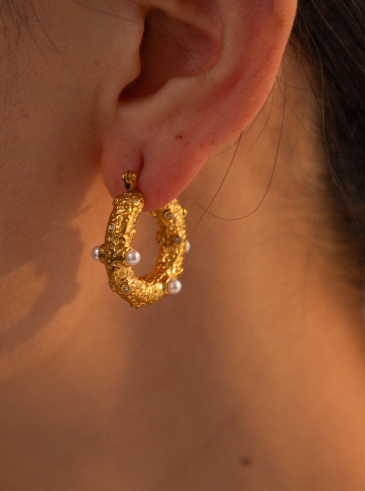 18K guld rustfrit Cubic Zirconia indlagt øreringe 