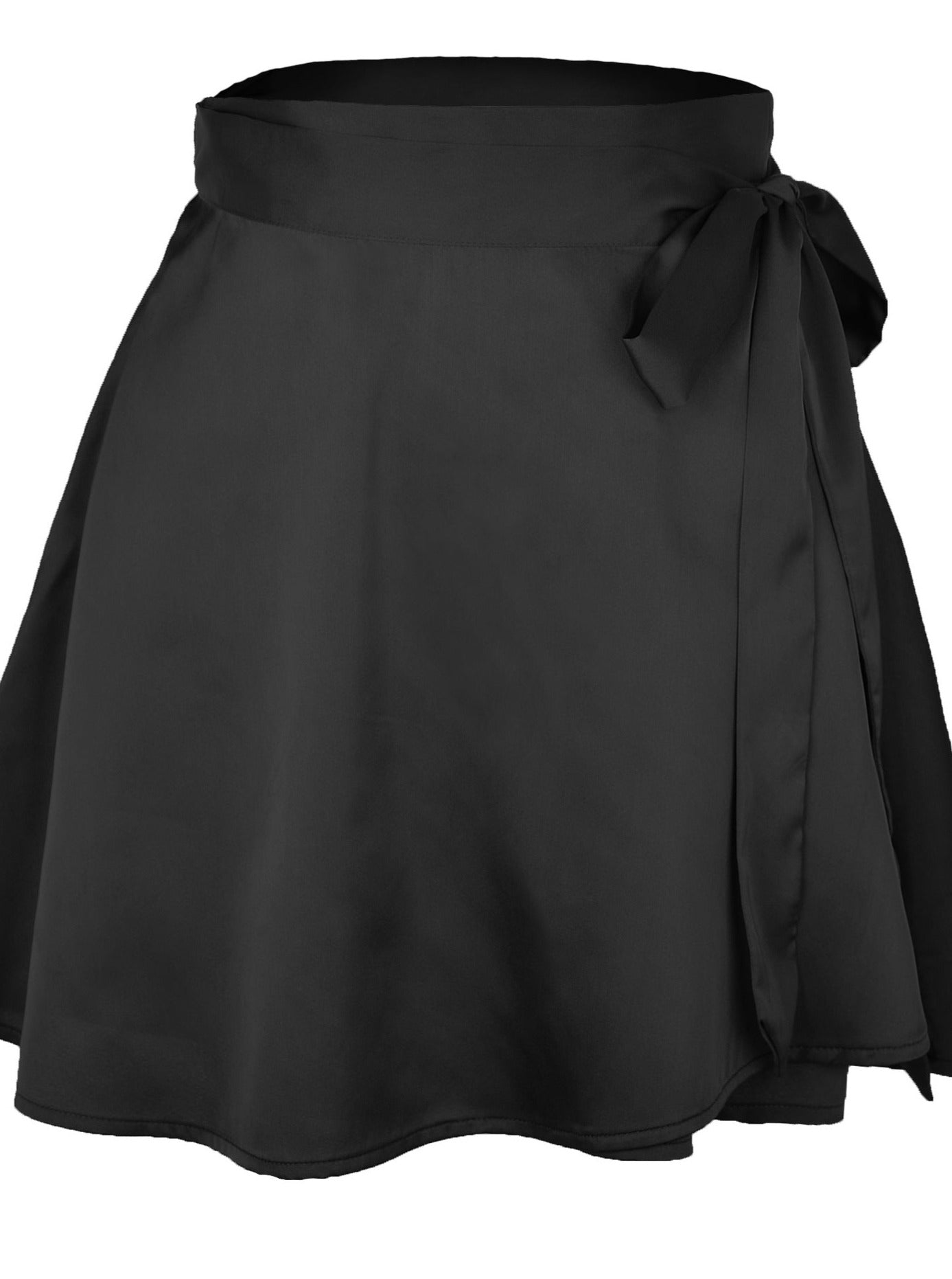 Black One Piece Lace-Up High Waist Wrap Skirt