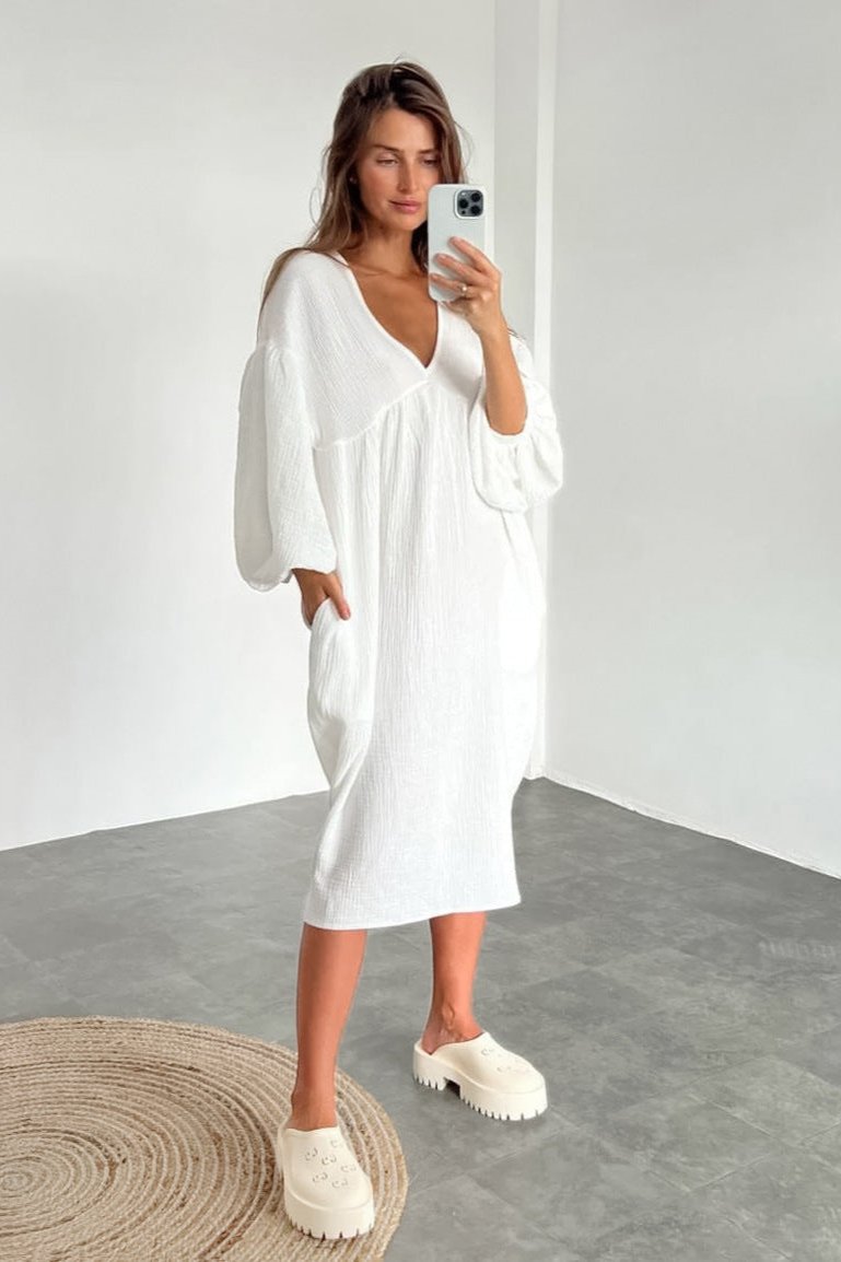 Casual Cotton Loose Midi Dress