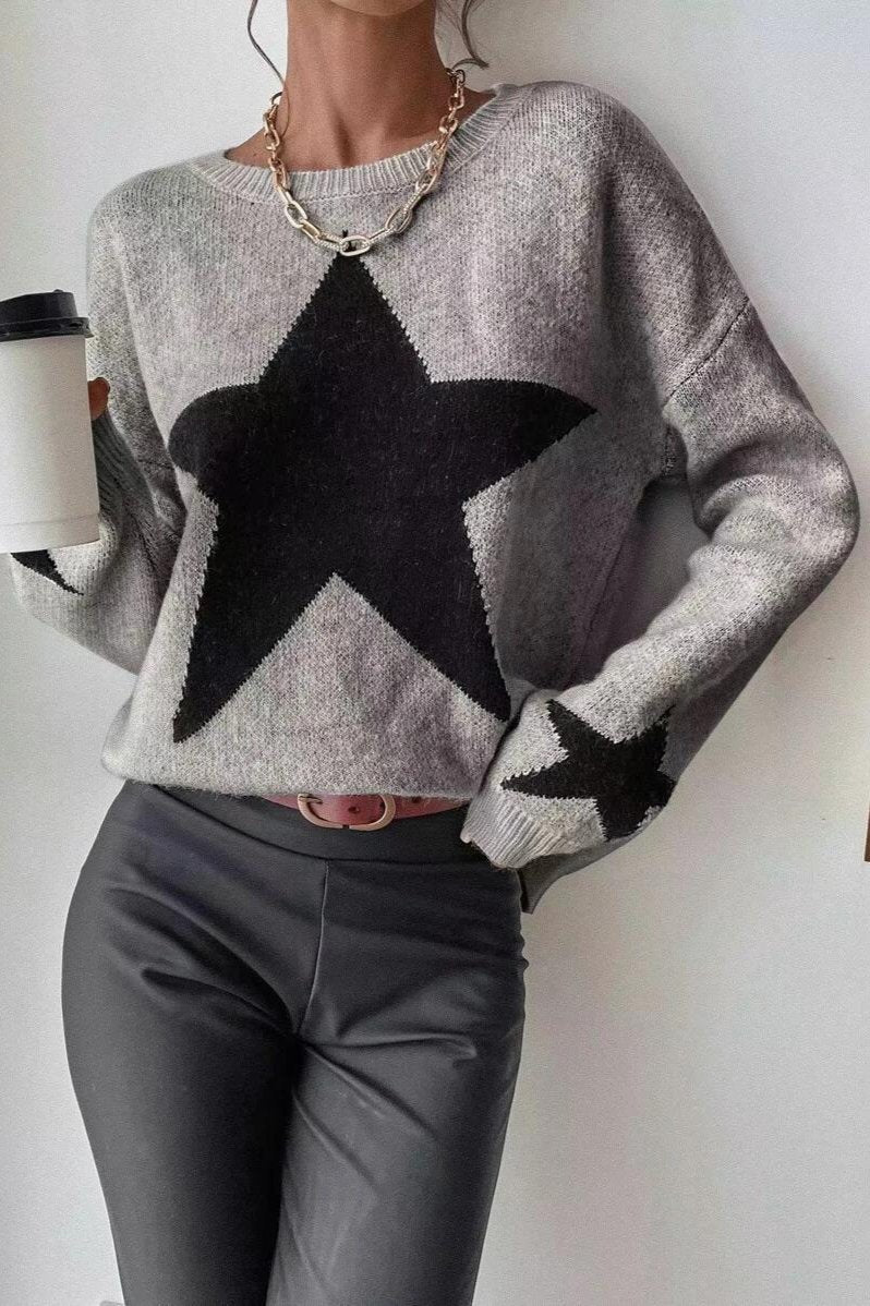 Long Sleeve Star Print Sweater