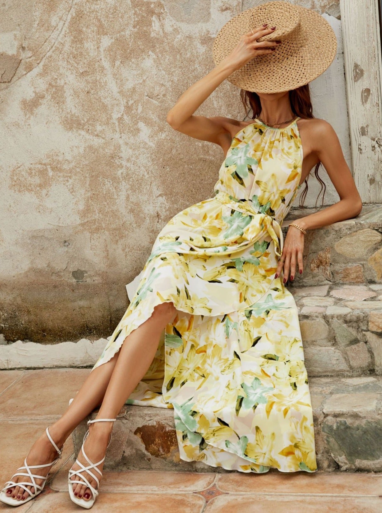 Summer Floral Printed Boho Slim Long Maxi Dress