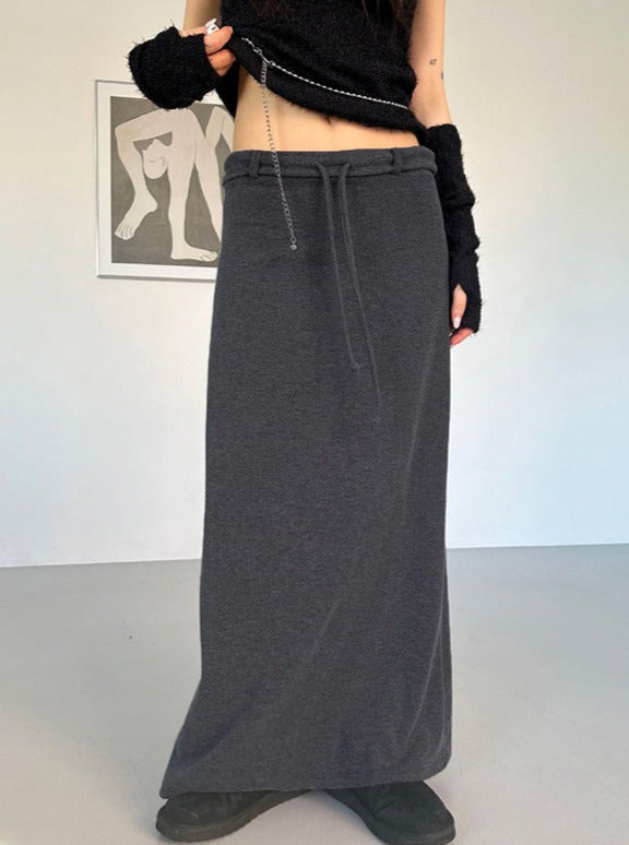 Y2k Drawstring Maxi Skirt