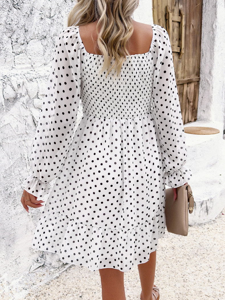 Casual Off Shoulder Polka Dot Dress