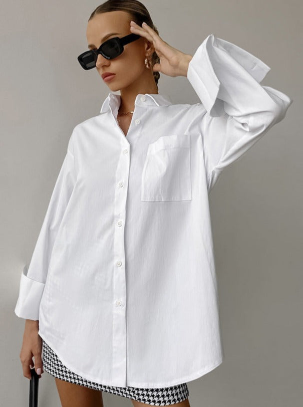 Loose Casual Mid-Length Buttoned Shirt