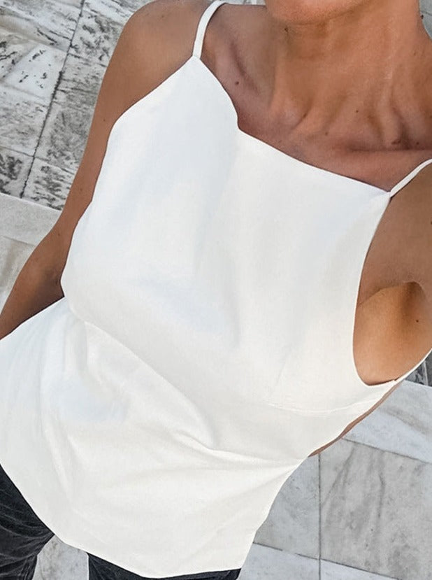 Backless Square Neck Sleeveless Top
