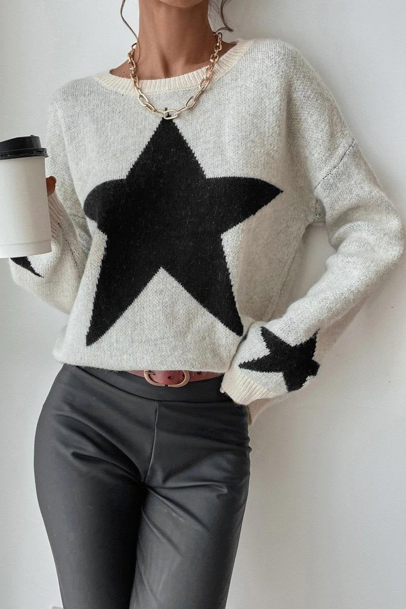 Long Sleeve Star Print Sweater