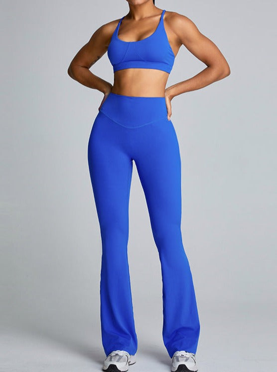 Blue High-Waist Tummy Control Micro Large Yoga Pants