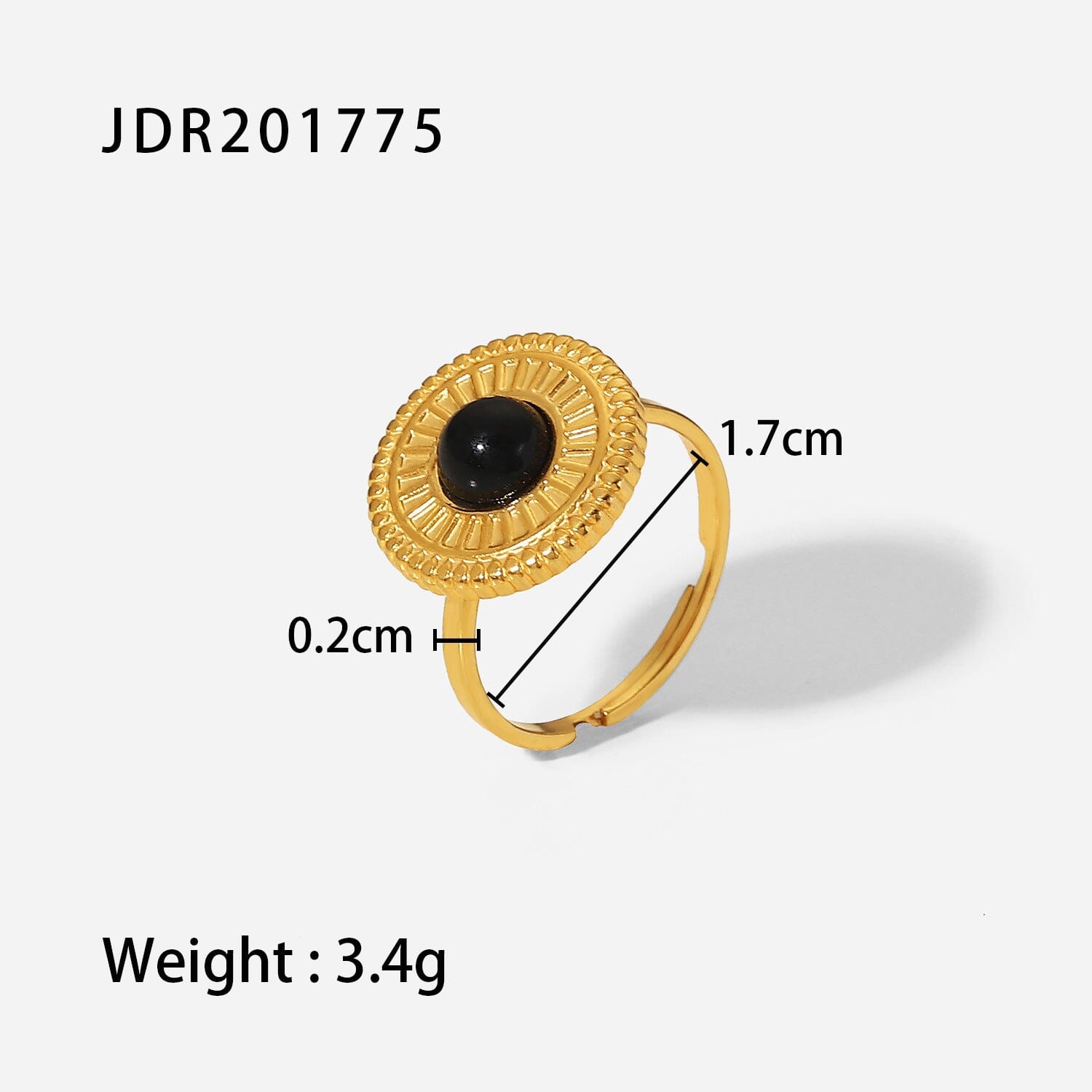 18K gold-plated Malachite titanium steel ring PinchBox JDR201775 