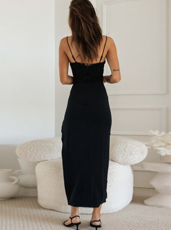 Sexy Asymmetrical Laced Slit Dress