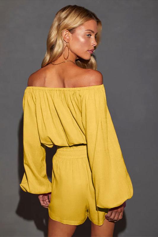 Off Shoulder Long Sleeve Top and Shorts Set